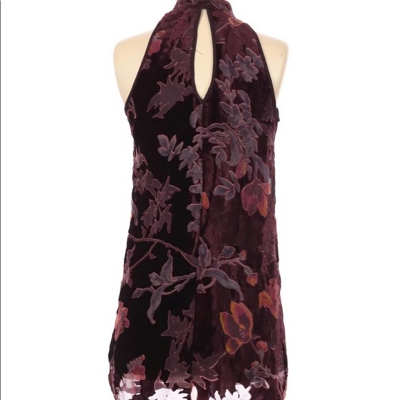 Band of Gypsies Velvet Wine Floral Dress Size XS - Picture 4 of 7